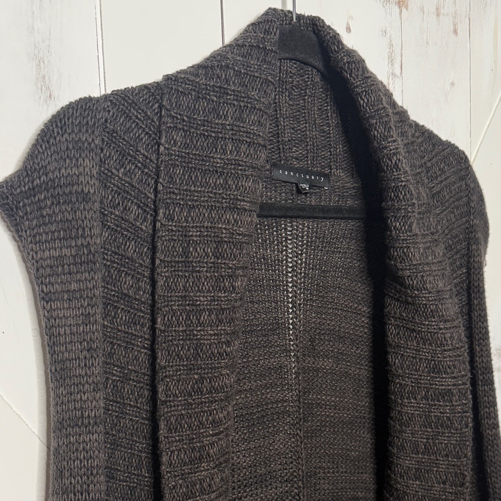 Revolve Sanctuary Charcoal Knit Fringe Vest - Picture 3 of 7